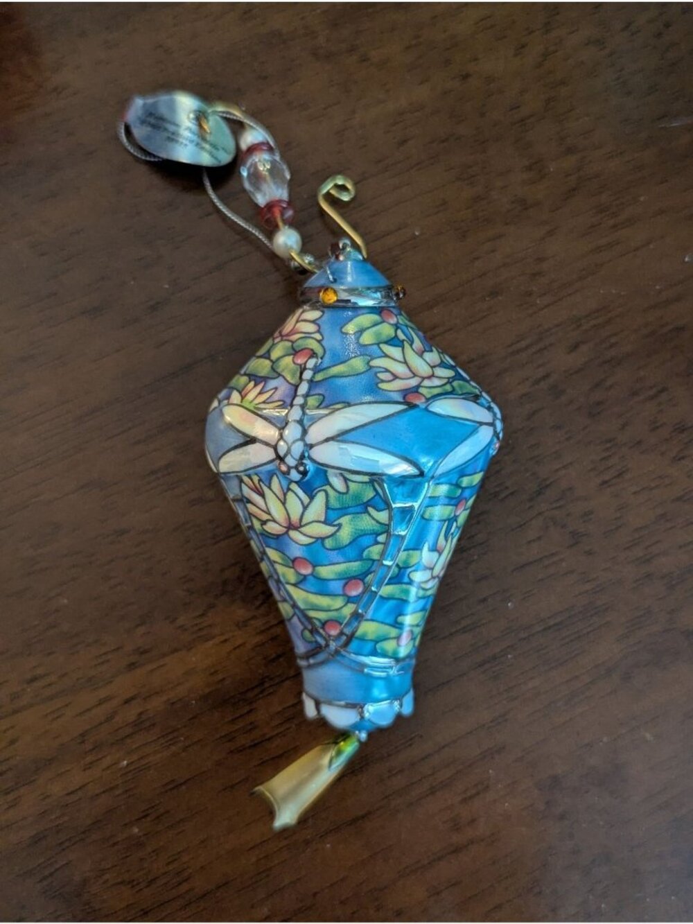 Handcrafted Heronim Porcelain Dragonfly Ornament With Colorful Floral Design & B